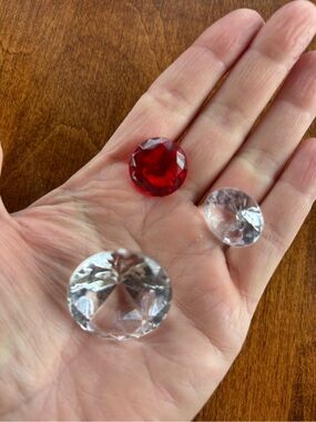 Large Quantity of Variable Sized Crystal Accent Gems with Red and Crystal Facets
